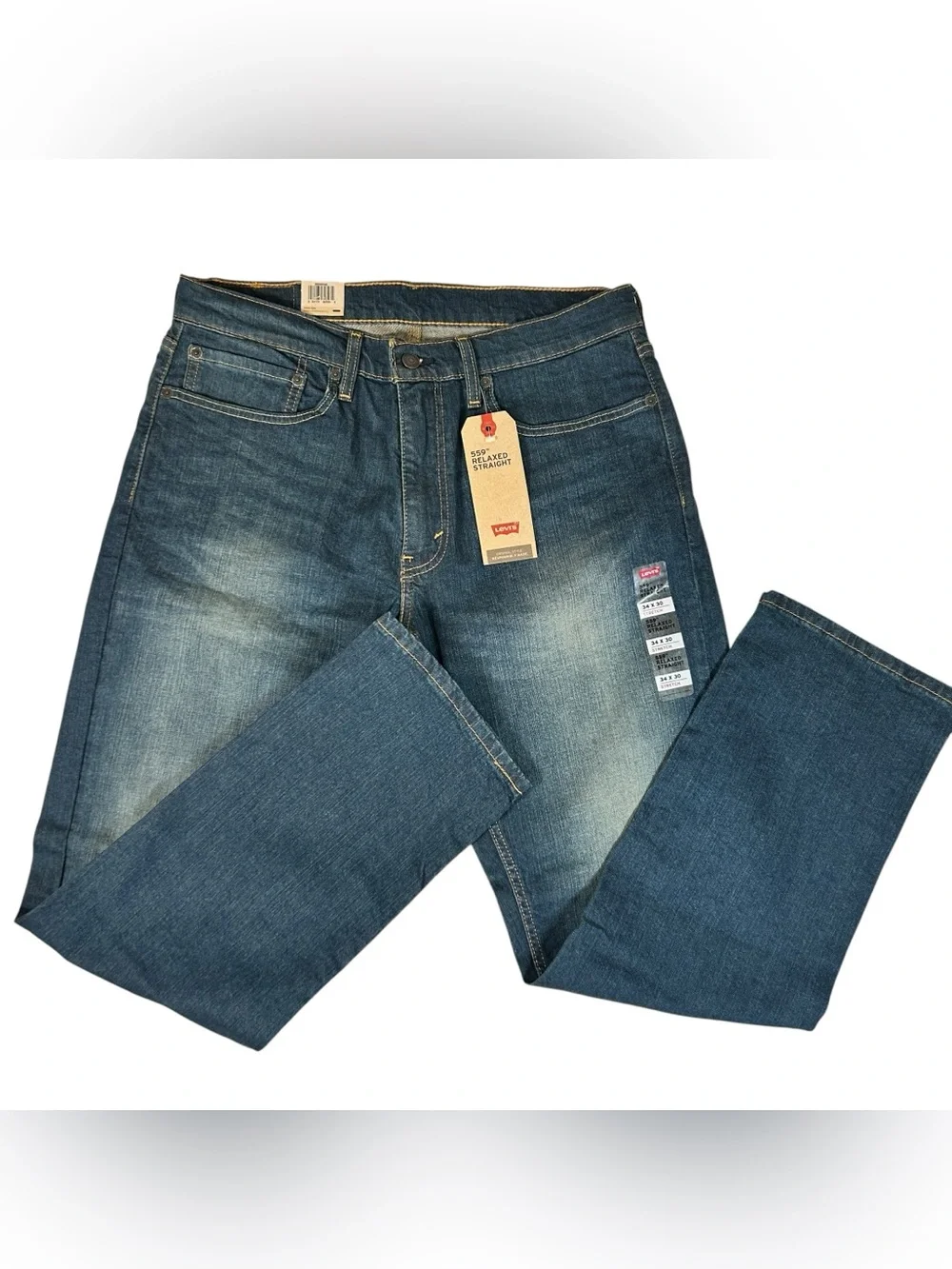 Levi's 559 Relaxed Straight Jeans Men's 34x30 Dark Wash Blue Stretch NWT